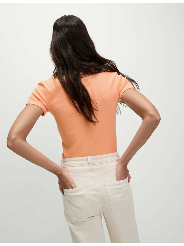 Marks & Spencer Bordázott, szűk szabású póló magas pamuttartalommal Marks & Spencer narancs