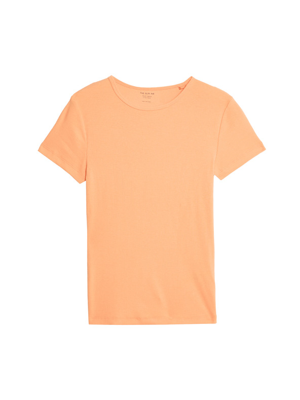 Marks & Spencer Bordázott, szűk szabású póló magas pamuttartalommal Marks & Spencer narancs