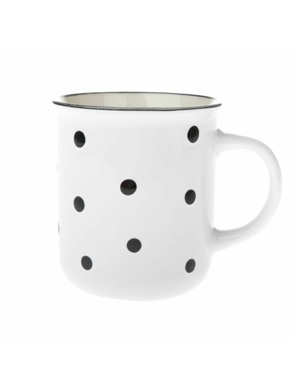 Casa de Engel Kerámia bögre, fehér fekete pöttyökkel, 350ml, 6/36
