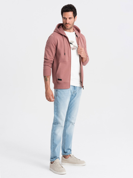 Ombre Clothing Férfi pamut BASIC cipzáras pulóver Ombre Clothing