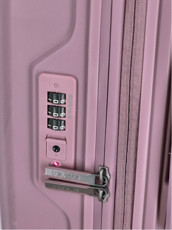 Travelite Rózsaszín női Travelite Elvaa 4w M Rosé bőrönd
