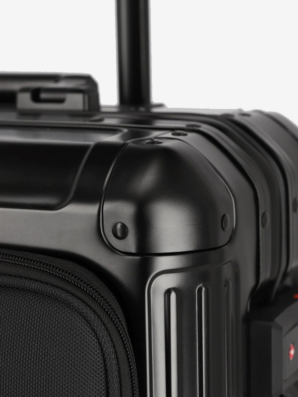 Travelite Fekete Travelite Next 4w S bőrönd elülső zsebben