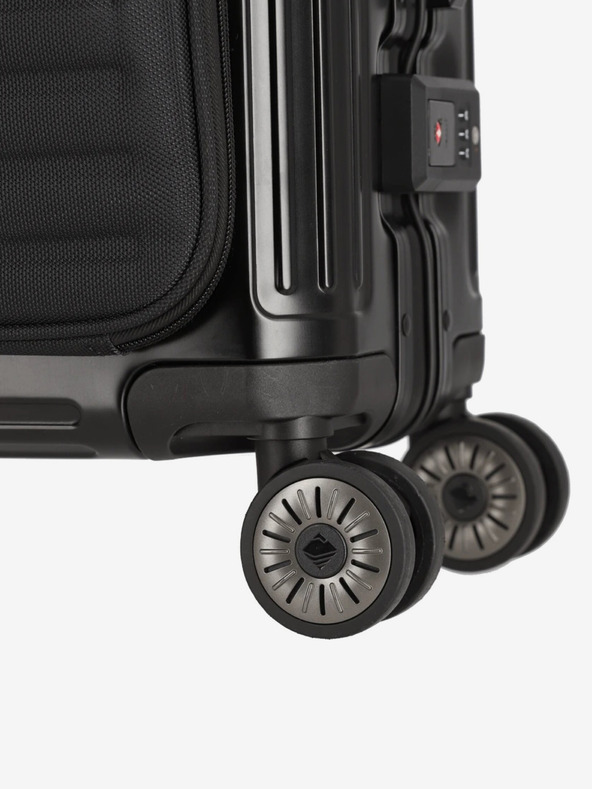 Travelite Fekete Travelite Next 4w S bőrönd elülső zsebben