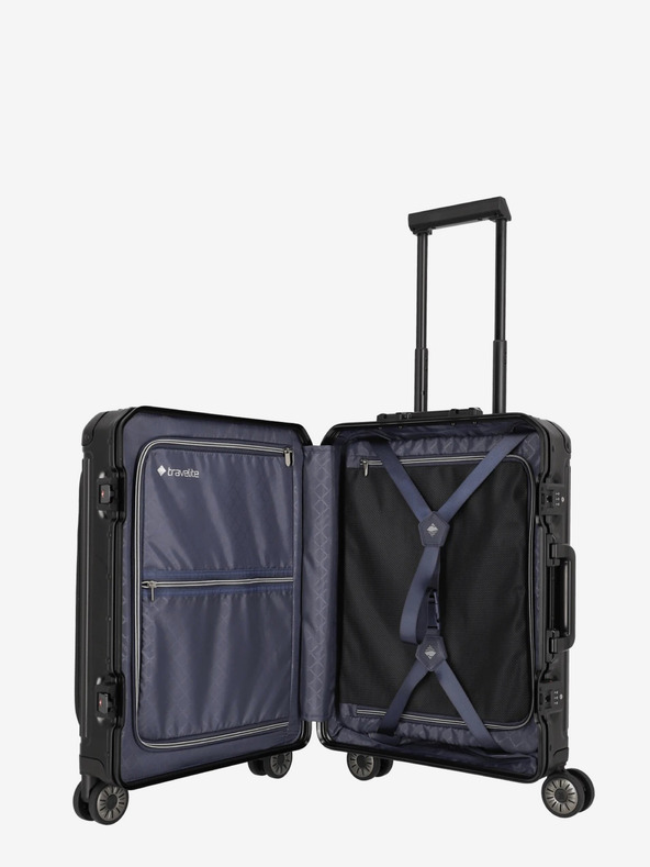 Travelite Fekete Travelite Next 4w S bőrönd elülső zsebben