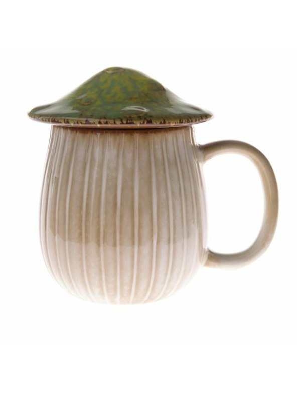 Casa de Engel Kerámia bögre fedővel - gomba, 550ml, zöld, 1/16