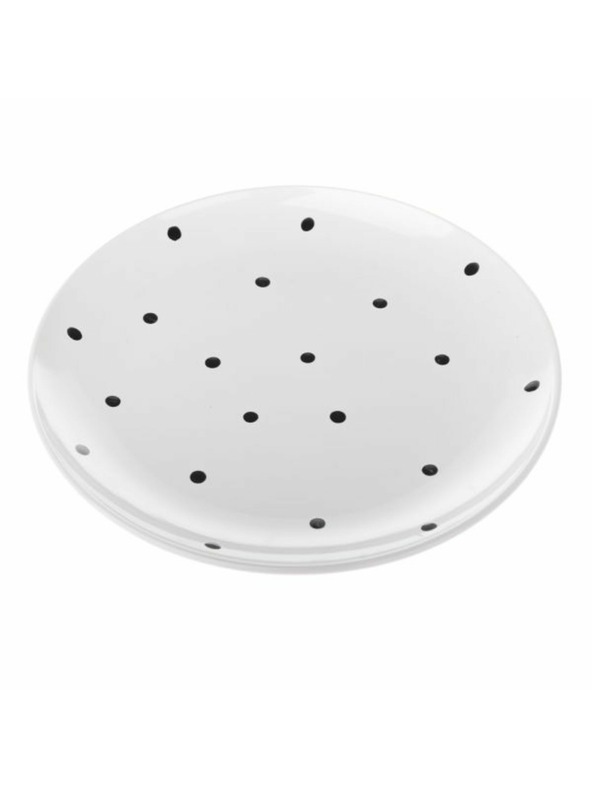 Casa de Engel Kerámia tányér, fehér fekete pöttyökkel, 12/24