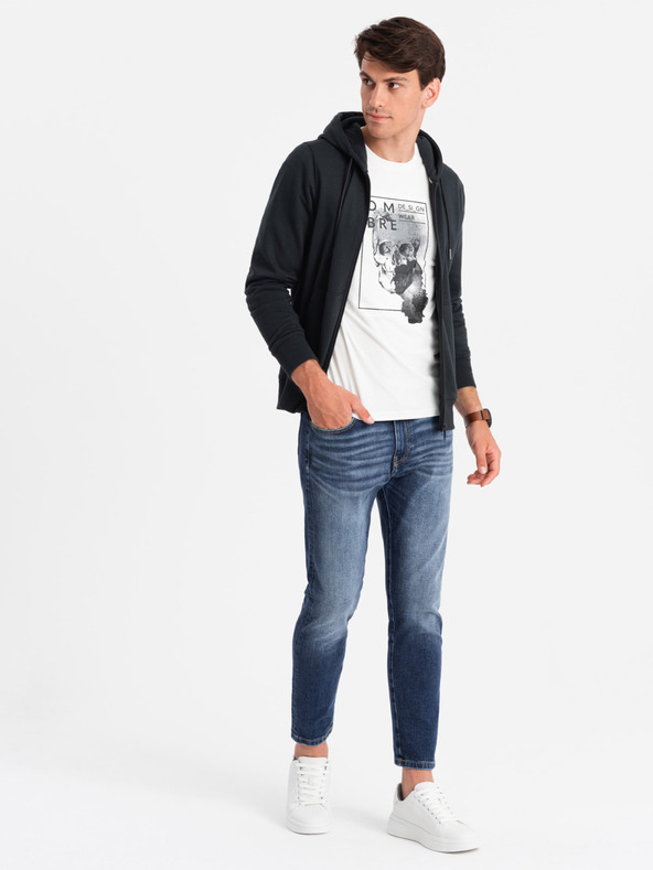 Ombre Clothing Férfi pamut BASIC cipzáras pulóver Ombre Clothing