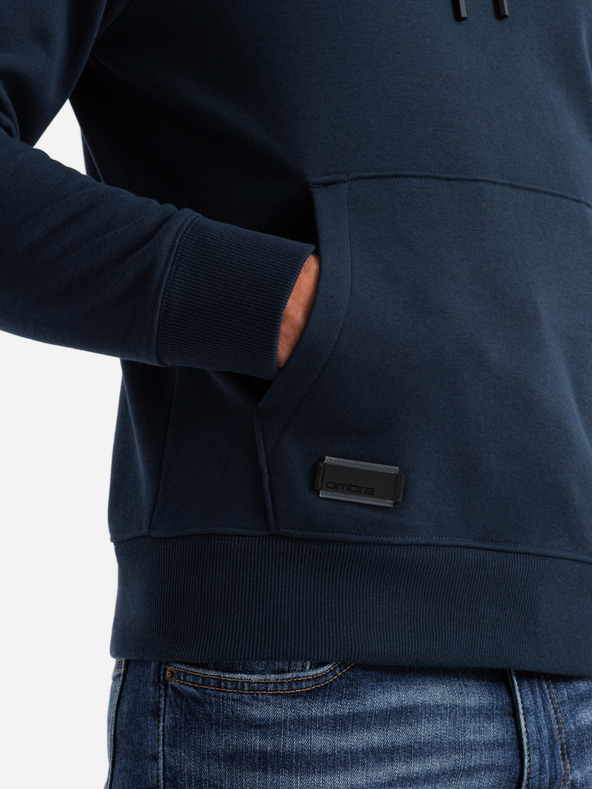 Ombre Clothing Férfi pamut BASIC kapucnis és zsebes pulóver Ombre Clothing