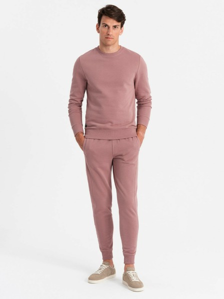 Ombre Clothing Férfi BASIC pamut kapucnis pulóver BASIC sötét rózsaszín Ombre Ruházat Ombre Clothing