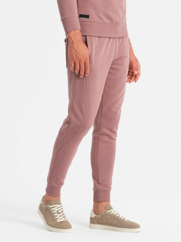 Ombre Clothing Férfi BASIC pamut kapucnis pulóver BASIC sötét rózsaszín Ombre Ruházat Ombre Clothing