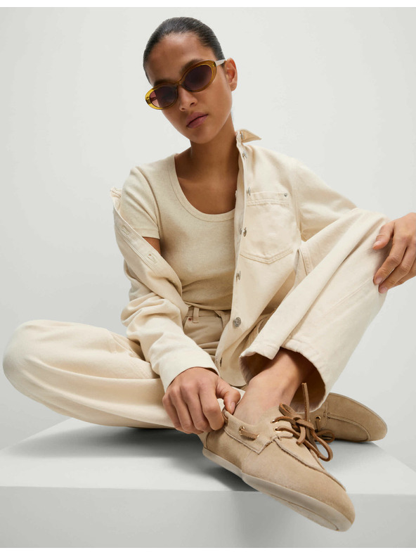 Marks & Spencer Ovális nyakú póló magas pamuttartalommal Marks & Spencer bézs