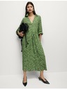Marks & Spencer V-nyakú, nyomtatott midi ing ruha Marks & Spencer zöld