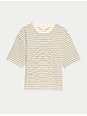Marks & Spencer Csíkos póló szögletes szabással, tiszta pamutból Marks & Spencer bézs