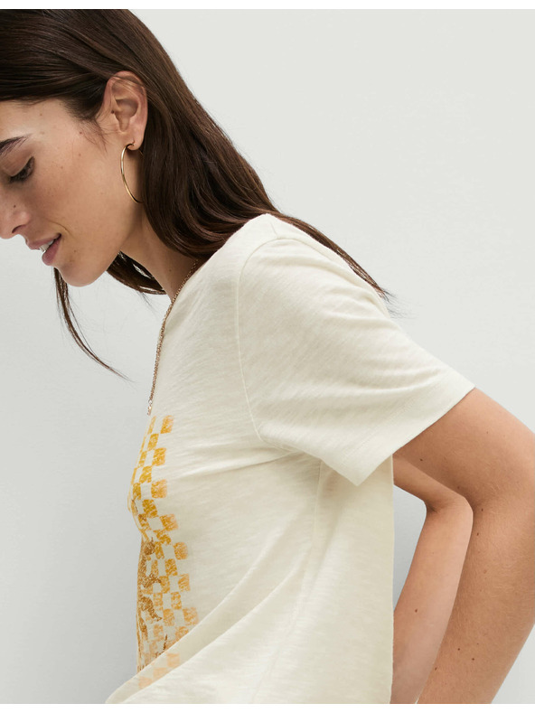 Marks & Spencer Grafikus nyomott mintás póló, tiszta pamutból Marks & Spencer fehér