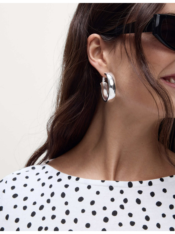 Marks & Spencer Tiszta pamut felső csónaknyakkal és nyomott mintával, karcsú szabás Marks & Spencer fehér