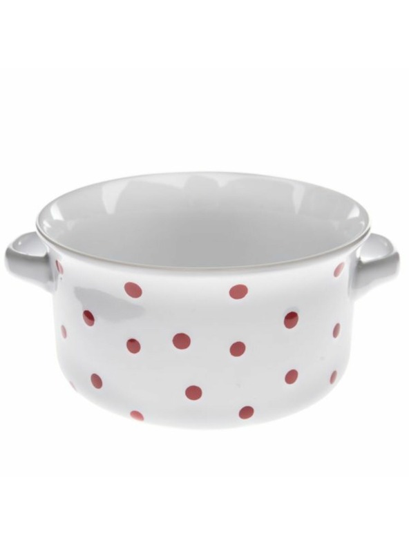 Casa de Engel Kerámia tál, fehér piros pöttyökkel, 560ml, 6/24