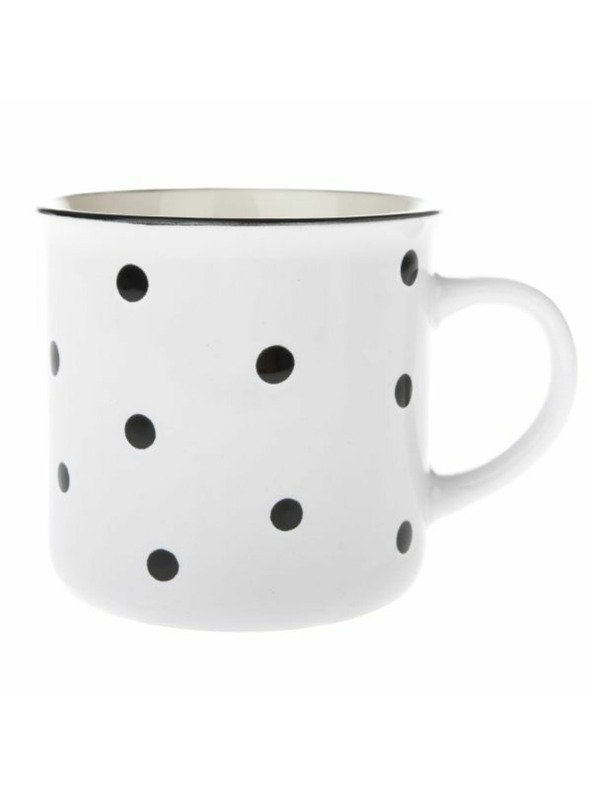 Casa de Engel Kerámia bögre, fehér fekete pöttyökkel, 470ml, 6/24