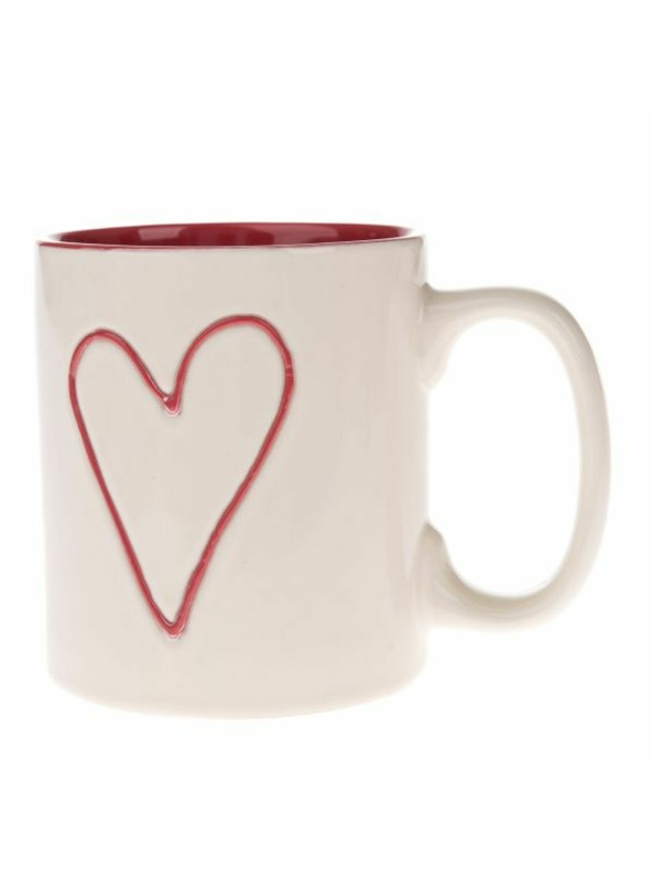 Casa de Engel Kerámia bögre - krém/piros, 600ml, 6/24