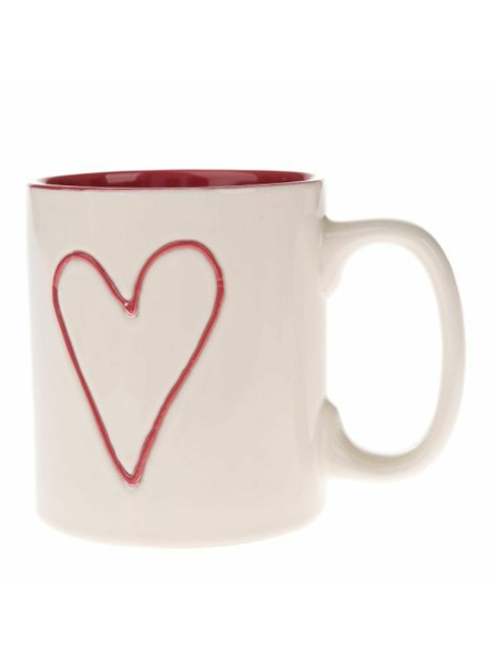 Casa de Engel Kerámia bögre - krém/piros, 600ml, 6/24