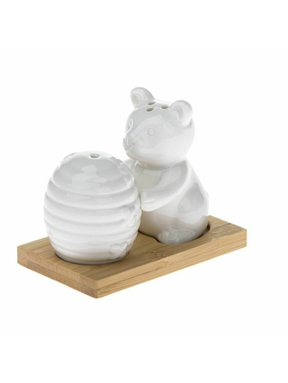 Casa de Engel Porcelán só- és borsszóró bambusz tálcán - mackó, 1/54