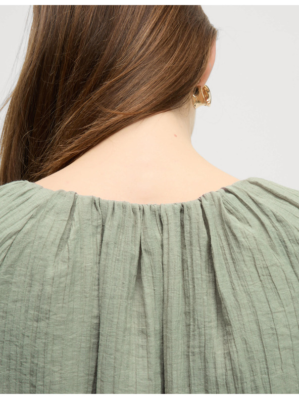 Marks & Spencer Marks & Spencer zöld texturált blúz dús szegéllyel, magas lyocell-tartalommal