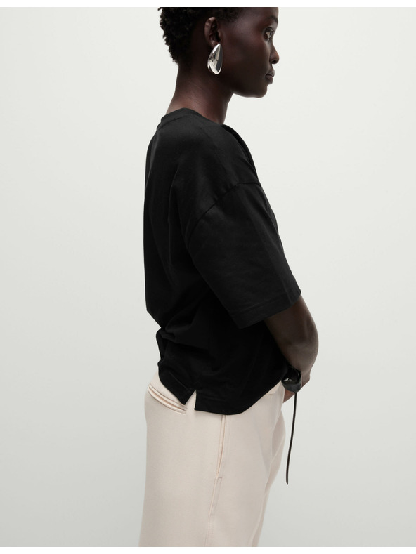 Marks & Spencer Négyzetes szabású kerek nyakú póló tiszta pamutból Marks & Spencer fekete