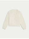 Marks & Spencer Laza V-nyakú pulóver texturált magas pamuttartalommal Marks & Spencer bézs