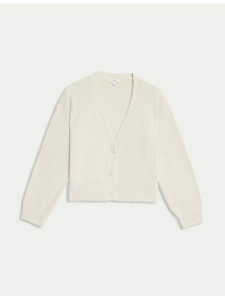 Marks & Spencer Laza V-nyakú pulóver texturált magas pamuttartalommal Marks & Spencer bézs