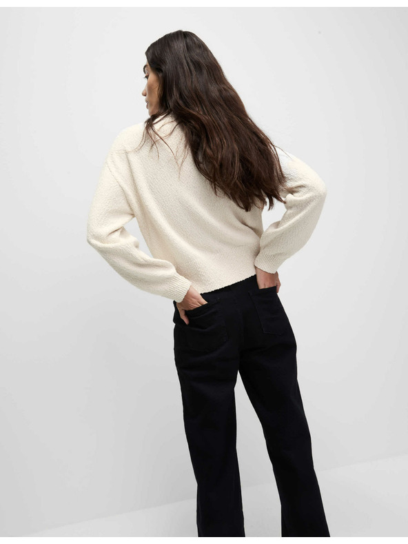 Marks & Spencer Laza V-nyakú pulóver texturált magas pamuttartalommal Marks & Spencer bézs