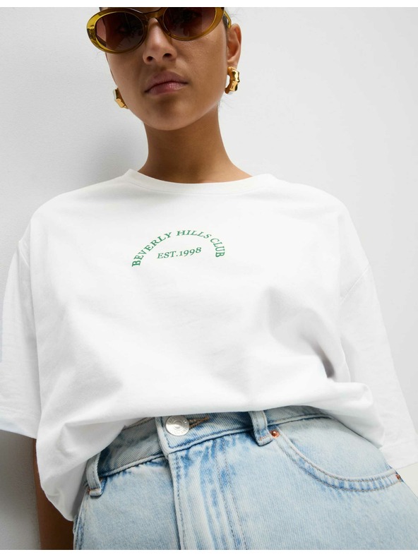 Marks & Spencer Texturált póló tiszta pamutból, normál szabás Marks & Spencer fehér