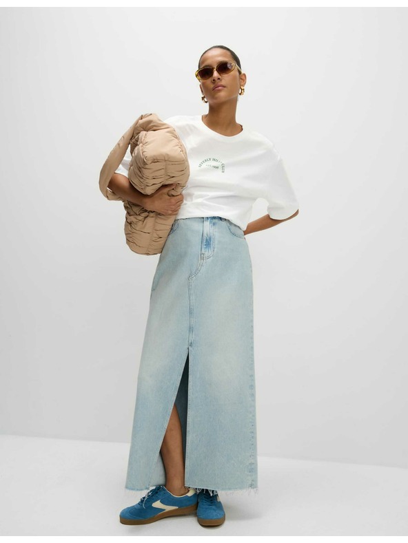 Marks & Spencer Texturált póló tiszta pamutból, normál szabás Marks & Spencer fehér