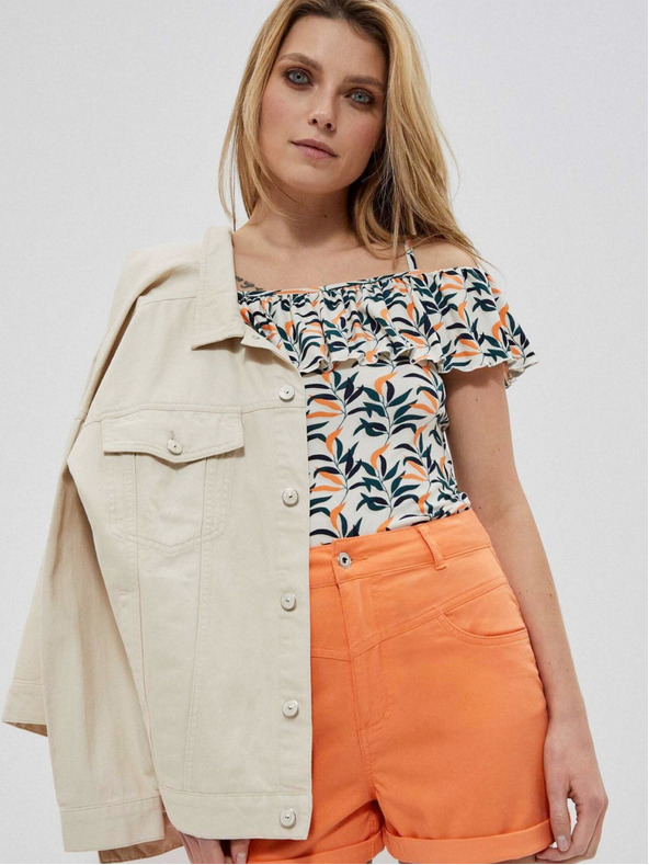 Moodo Krém és zöld női mintás felső Moodo