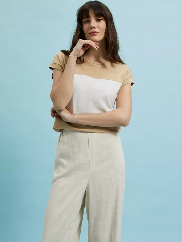 Moodo Fehér és bézs női csíkos póló Moodo