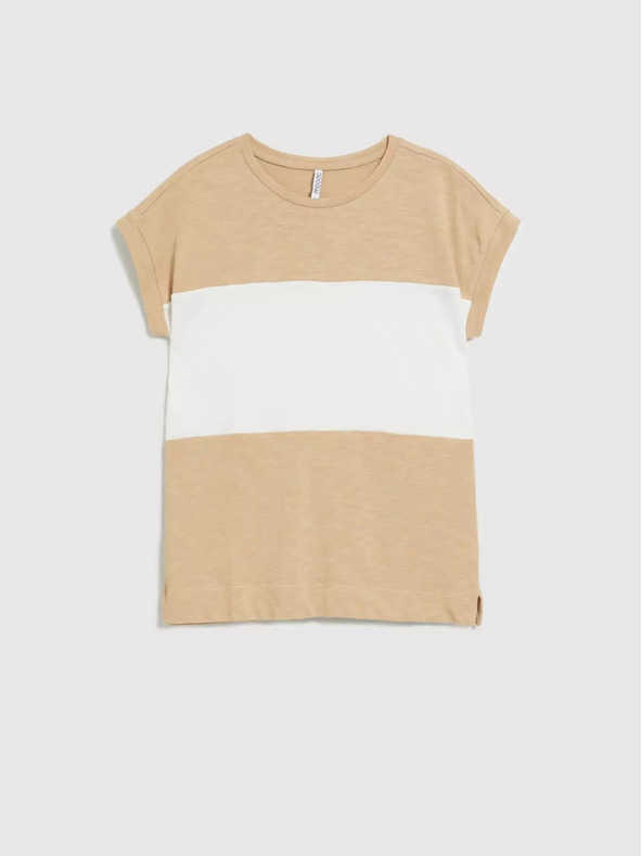 Moodo Fehér és bézs női csíkos póló Moodo