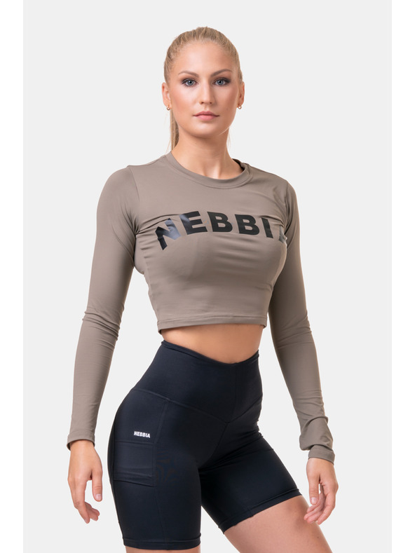 Nebbia Sportos HERO crop top hosszú ujjakkal 585 Mokka Nebbia