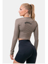 Nebbia Sportos HERO crop top hosszú ujjakkal 585 Mokka Nebbia