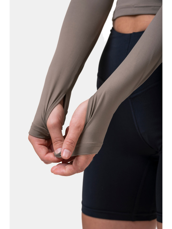 Nebbia Sportos HERO crop top hosszú ujjakkal 585 Mokka Nebbia