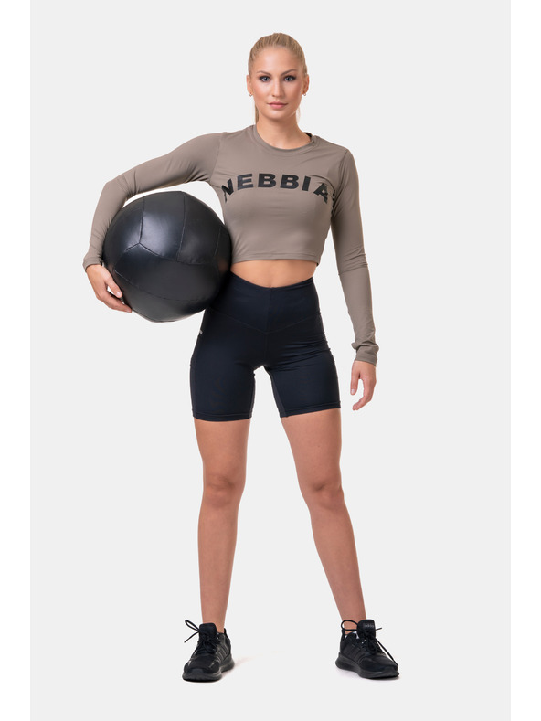 Nebbia Sportos HERO crop top hosszú ujjakkal 585 Mokka Nebbia