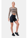 Nebbia Sportos HERO crop top hosszú ujjakkal 585 Mokka Nebbia