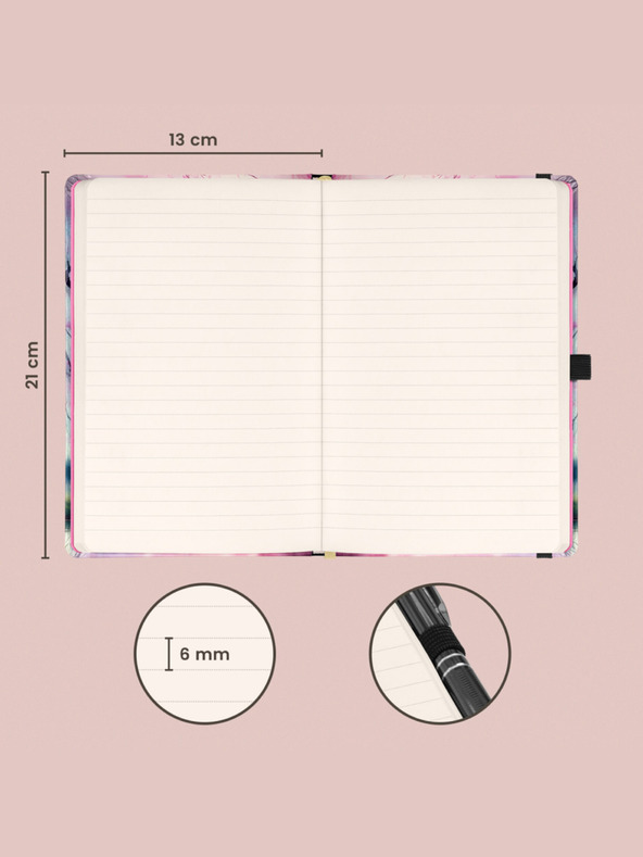 NOTIQUE NOTIQUE Notes Sakura, bélelt, 13 x 21 cm