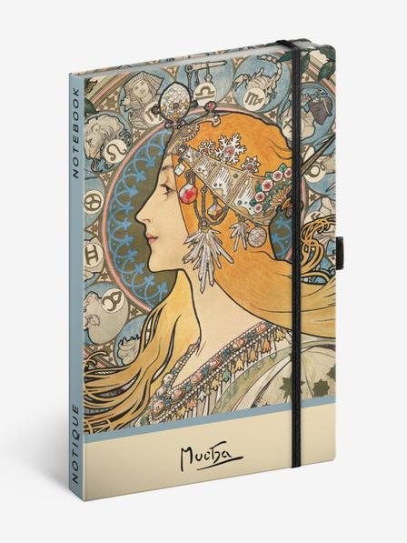 NOTIQUE NOTIQUE Notes Alfons Mucha - Zodiac, pöttyözött, 13 x 21 cm