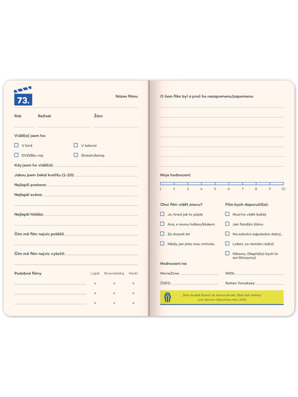 NOTIQUE NOTIQUE Notes Filmzabáló jegyzetfüzet, 13 x 21 cm