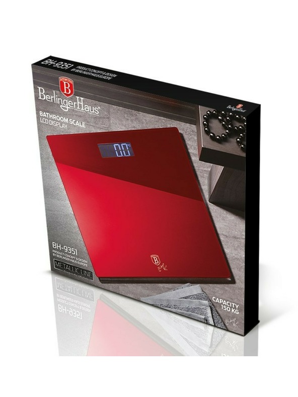 Berlingerhaus Személyi digitális mérleg 150 kg Burgundi metál vonal BERLINGERHAUS