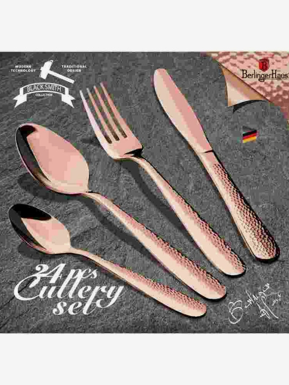 Berlingerhaus Evőeszköz készlet 24 db rozsdamentes acél Rosegold Metallic Line II BERLINGERHAUS