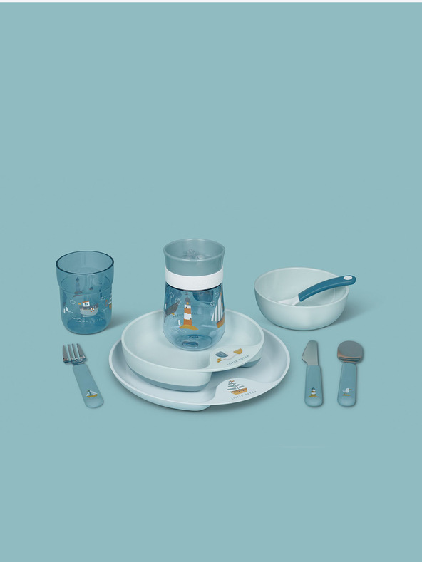 Mepal Háromszemélyes gyermek étkezőgarnitúra kék színben Mepal Mio