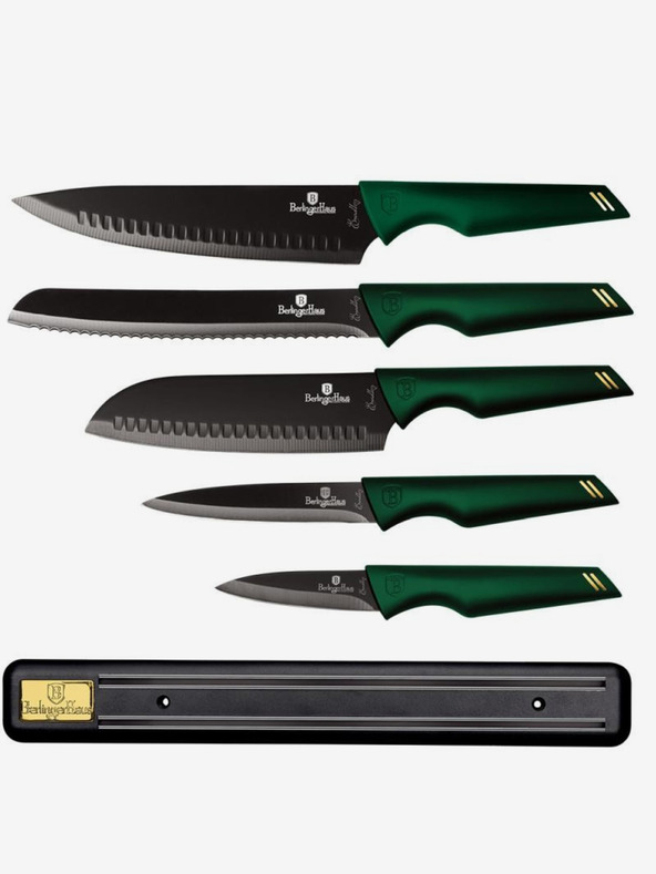 Berlingerhaus Öt kés szett tapadásmentes felülettel és mágneses tartóval BERLINGERHAUS Emerald Collection