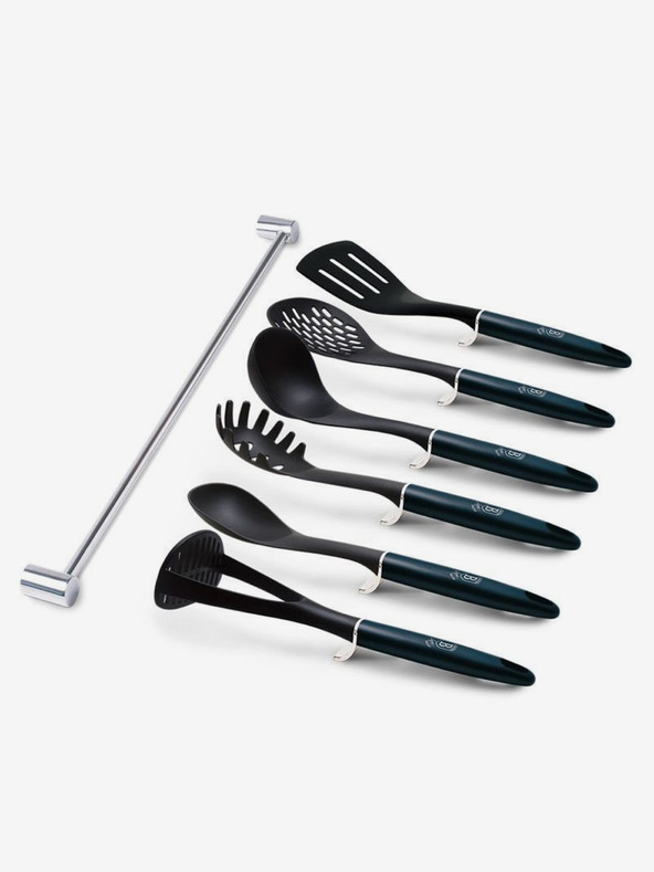 Berlingerhaus Konyhai edények fali tartóval 7 db Aquamarine Metallic Line BERLINGERHAUS