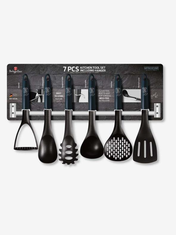 Berlingerhaus Konyhai edények fali tartóval 7 db Aquamarine Metallic Line BERLINGERHAUS