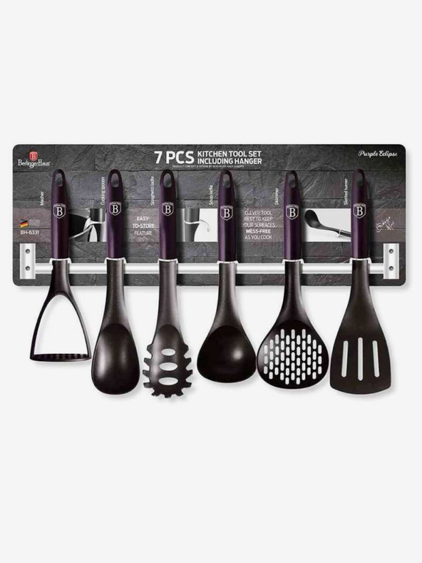 Berlingerhaus Konyhai eszközök fali tartóval 7 db Lila Eclipse kollekció BERLINGERHAUS