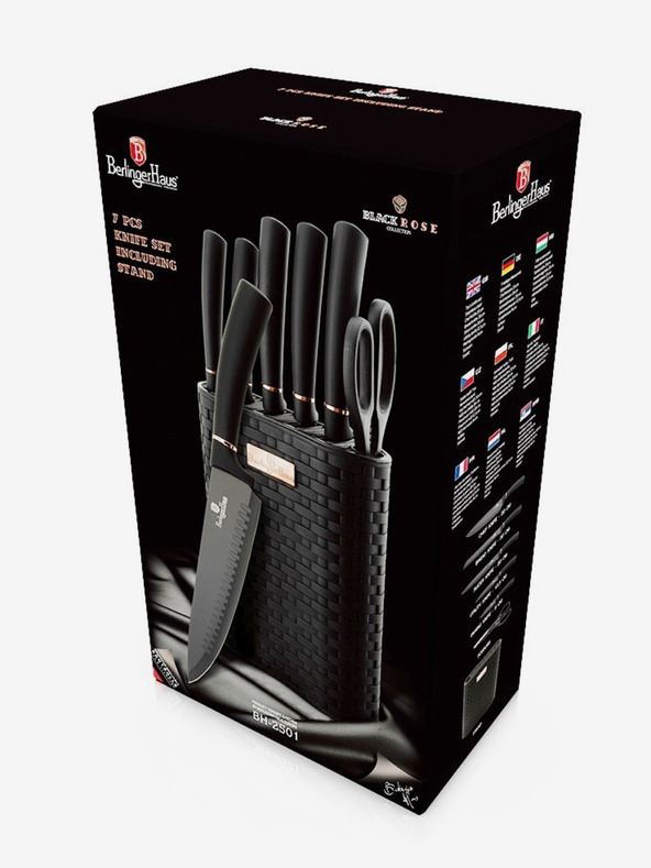 Berlingerhaus Késkészlet állványon 7 db BERLINGERHAUS Black Rose Collection